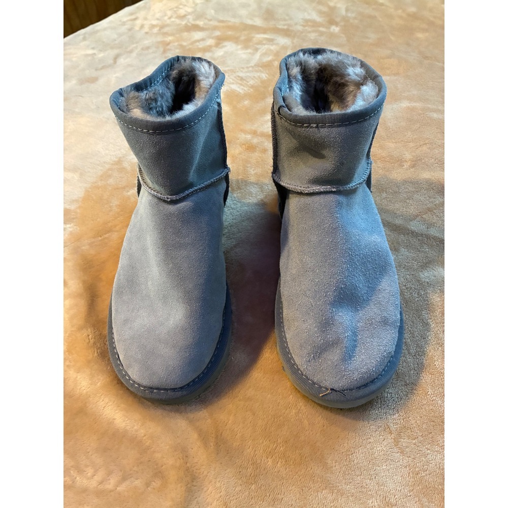 UGG Australia Classic Short 5859 Grey Suede Faux Fur Lined Boots Womens 9